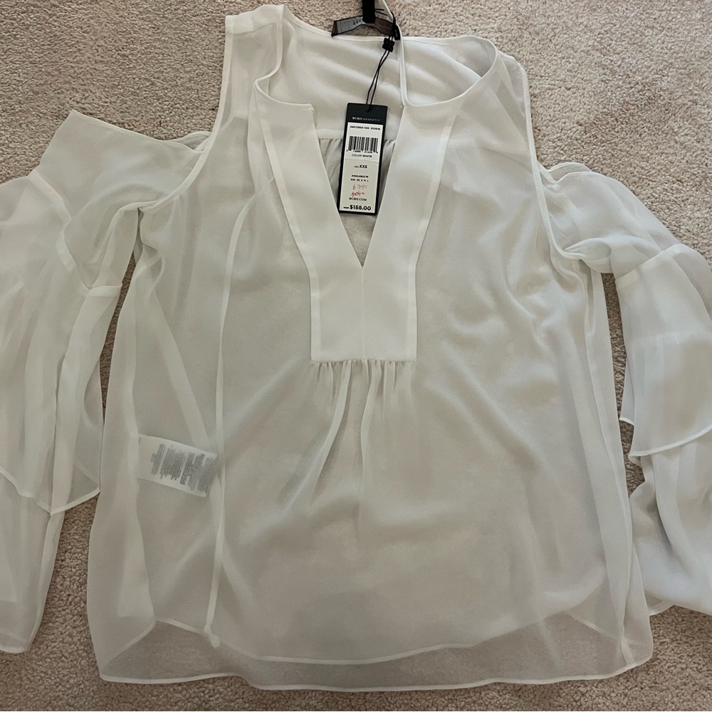 Elegant White Women's Cold Shoulder Top